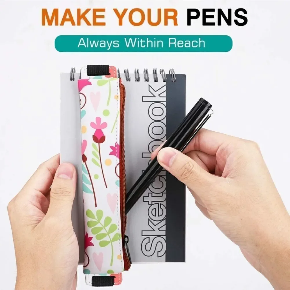 MoKo Pencil Case (2 Pack) PU Leather Pen Pencil Pouch Holder Stationery Zipper